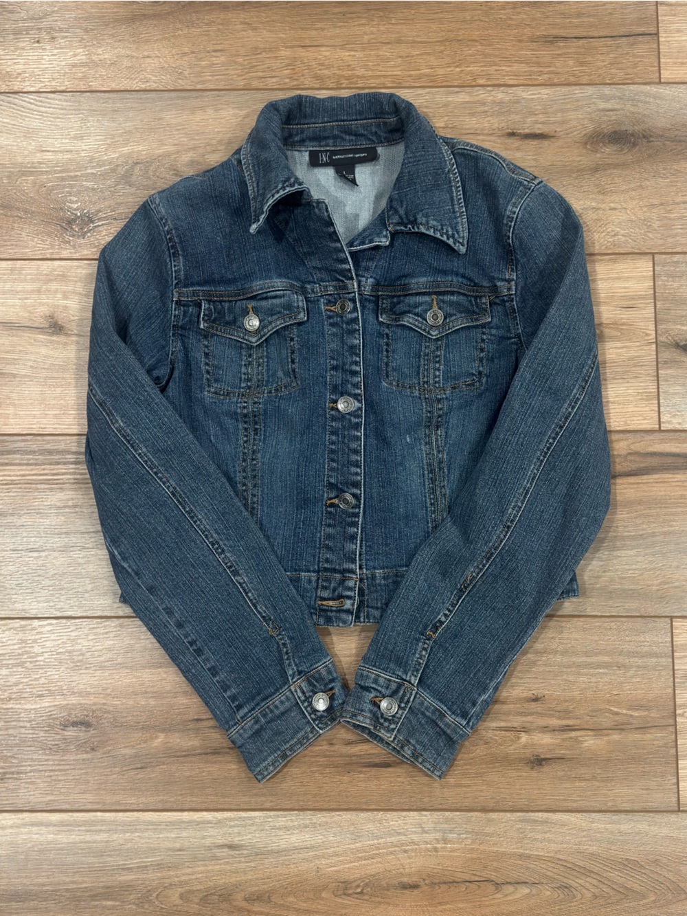 INC 2000s Americana Grunge Skater Style Regular Length Cotton Denim Jacket | Lg